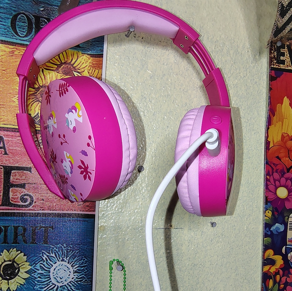 Pink Unicorn over the ear headphones by Art+Sound